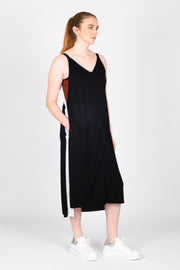Tall model wearing Breaking All The Rules Dress Black for tall women