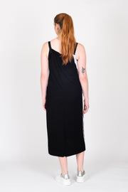 Back view of tall model wearing Breaking All The Rules Dress Black for tall women