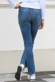 Back view of tall model wearing Arline 34Leg Luvla Wash Jeans made longer for tall women