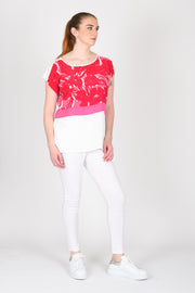 Tall model wearing Taylor Top Pink for tall women