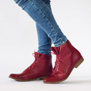Model wearing Django and Juliette Kingfish Pinot Ankle Boots size 43 boots