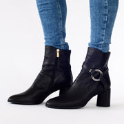 Model in Bresley Preen Black Ankle Boots. Womens size 44 boots