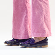 Model wearing Ziera Tulips shoes in Purple Spot. Size 42 womens shoes