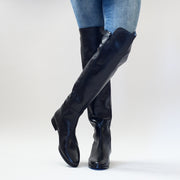 Tall woman modelling Pinto di Blu brand Poppy long boots. Available in womens sizes 42, 43, 44 and 45