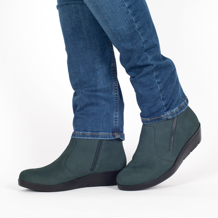 Model wearing Ziera Blayke Forest Nubuck Ankle Boots