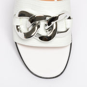 Tamara London Benny White Reptile Silver sandal. Size 43 women's summer slide
