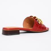 Tamara London Benny Red Croc print sandals back. Size 44 women's low heel sandal
