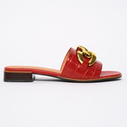 Tamara London Benny Red Croc print sandals side. Women's size 42 slide