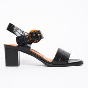 Bresley Sarcosi Black Croc side. Size 42 women's high sandal