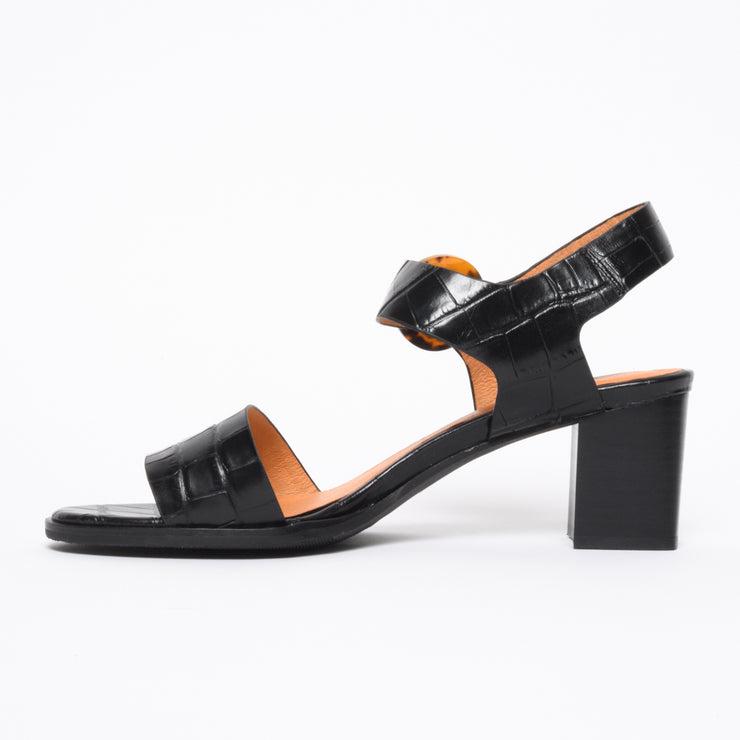 Bresley Sarcosi Black Croc inside. Size 45 women's tortoiseshell buckle sandal