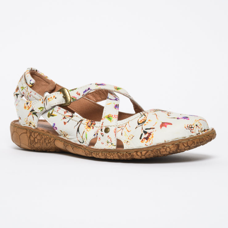 Josef Seibel Rosalie 13 White Floral Sandal front. Size 43 womens shoes