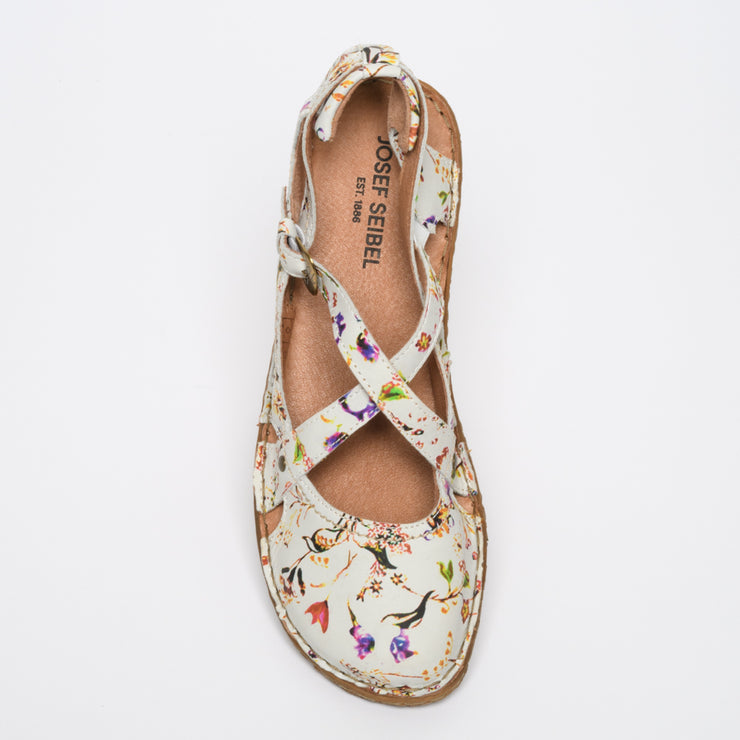 Josef Seibel Rosalie 13 White Floral Sandal top. Size 42 womens shoes