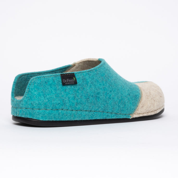 Dr Feet Hilda Aqua Mix Slipper back. Size 44 womens shoes