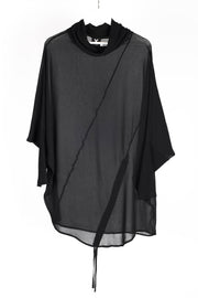 Beginnings polo top black for tall women front view