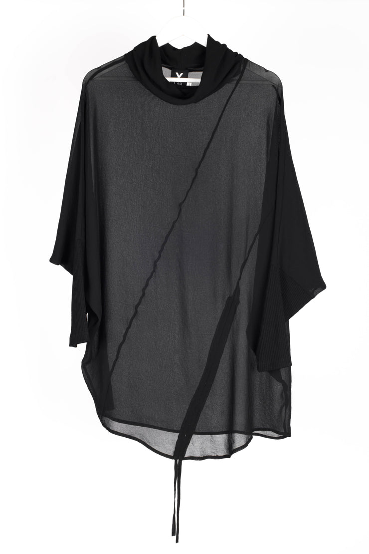 Beginnings polo top black for tall women front view