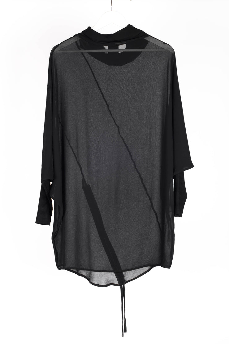 Beginnings polo top black for tall women back view 