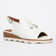 Bresley Smokey White sandal front. Size 44 womens shoes