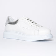 Punk White Silver front. Size 11 women's shoes