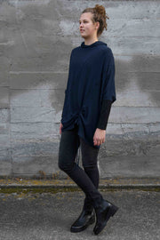 Model wearing X Lab Beginnings Polo Top in Navy for tall women