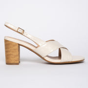 Katie N Me Clara 2 White Croc Print Leather sandals side. Womens size 42 sandals