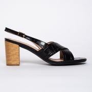 Katie N Me Clara 2 Black Croc Print Leather sandals side. Womens size 42 sandals