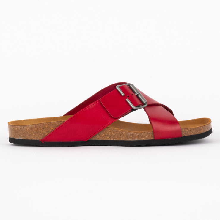Plakton Gina Red Leather Slide side. Womens Size 43 sandals