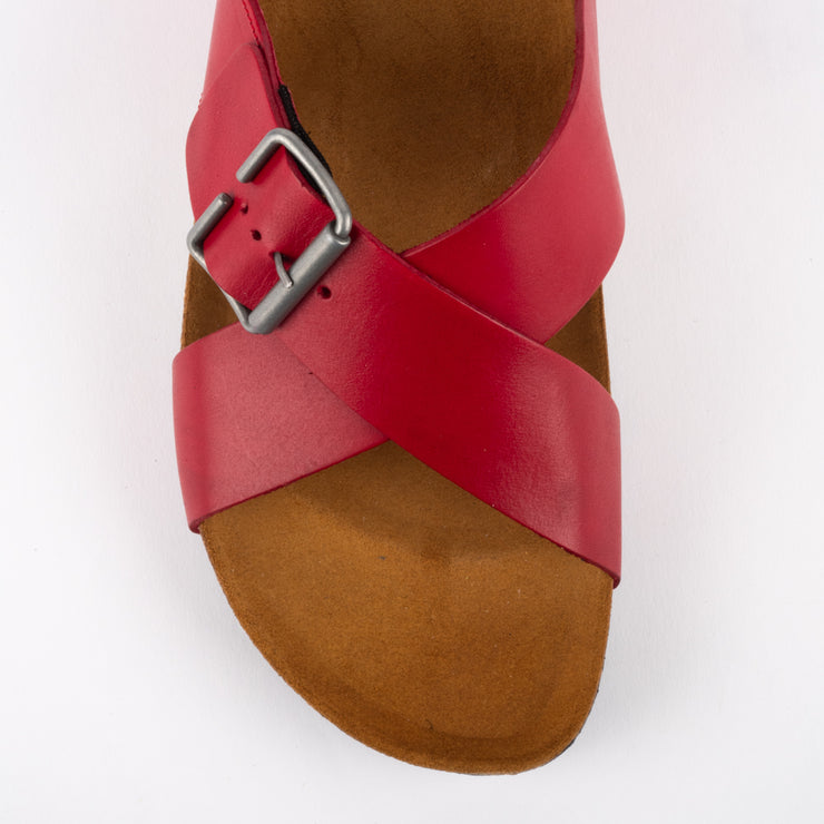 Plakton Gina Red Leather Slide toe. Womens Size 42 sandals