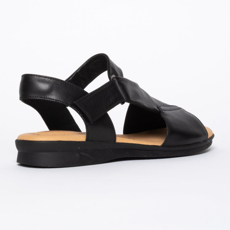 Hush Puppies Nizki Black Leather sandals back. Size 12 womens sandals