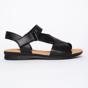 Hush Puppies Nizki Black Leather sandals side. Size 10 womens sandals