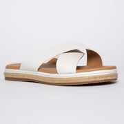 Kelani White sandal front. Size 12 sandals