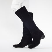 Model wearing Babouche Lifestyle Rene Black Suede size 43 long boots