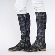 Model wearing Strath Black Multi long boots