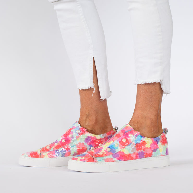 Model wearing Pearla Sorbet Patent shoes
