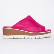 Bresley Soonas Fuchsia Leather Slides side. Size 42 women's sandals