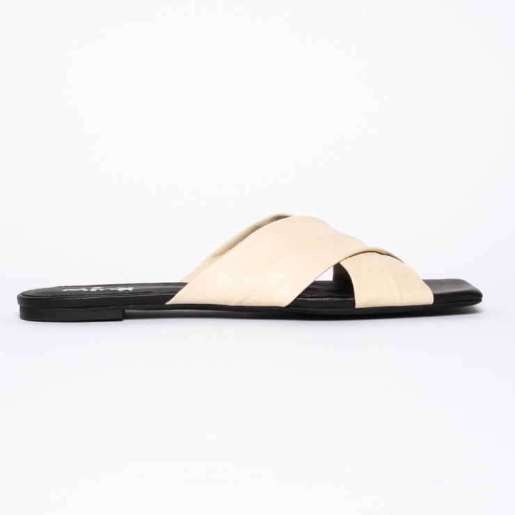 Minx Megs Ivory slides side. Womens Size 42 sandals