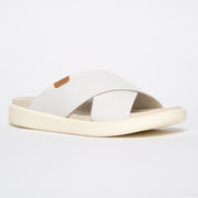 Cassini Martina White slides front. Size 43 women's sandals