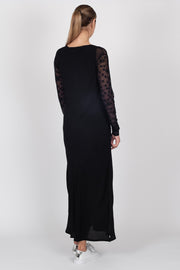 Tall model wearing Star Climate Crew Black, back