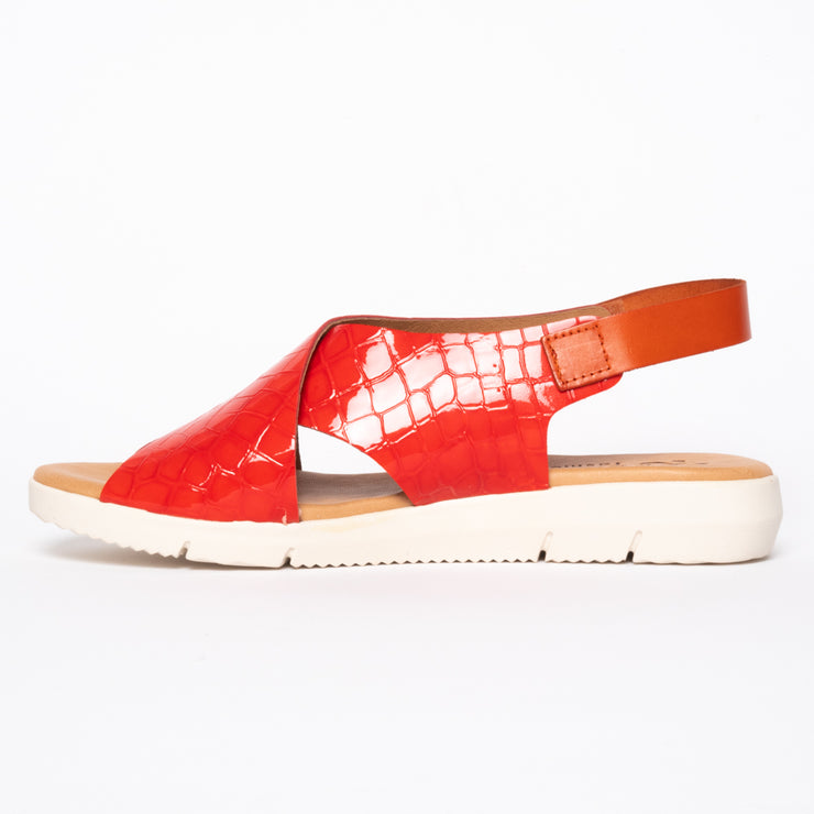 Rosa Orange Patent Croc Print inside. Size 10 women's sandals