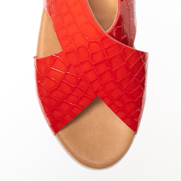 Rosa Orange Patent Croc Print top. Size 11 women's sandals