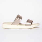 Cassini Mellow Platinum slides side. Womens size 44 sandals