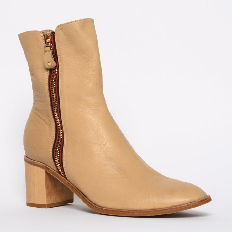 Bresley Sago Beige Suede Ankle Boots front. Size 44 women's boots 