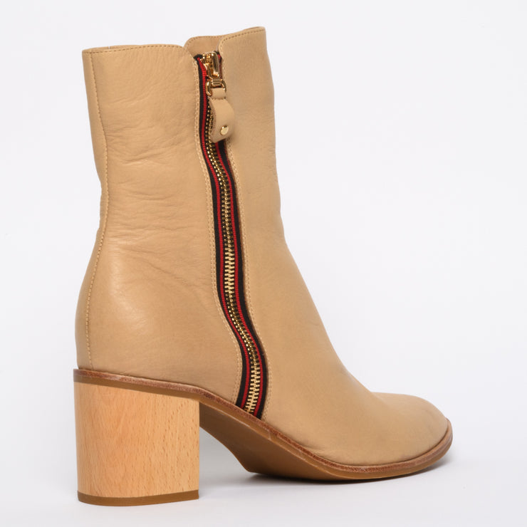 Bresley Sago Beige Suede Ankle Boots back. Size 43 women's boots