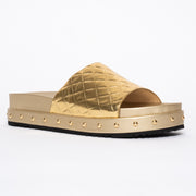 Bresley Dani Gold Quilt slides front. Size 43 women's sandals