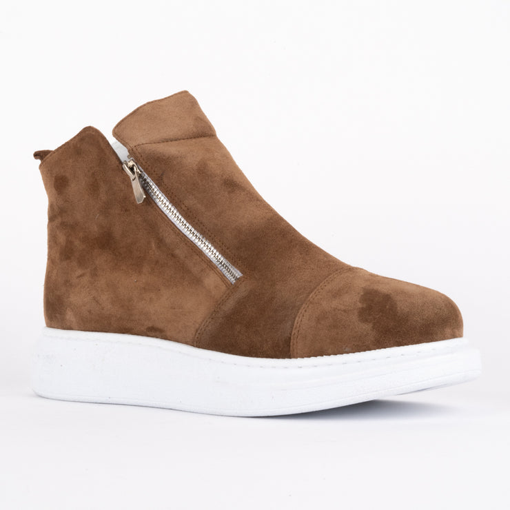 Babouche Lifestyle Reid Cognac Suede Ankle Boot front. Size 43 womens boots