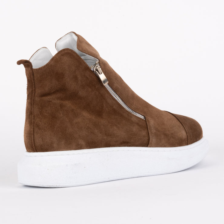 Babouche Lifestyle Reid Cognac Suede Ankle Boot back. Size 44 womens boots