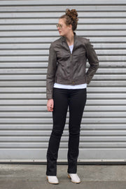 Model wearing LTB Jeans. Fallon Jeans Black Wash made longer for tall women