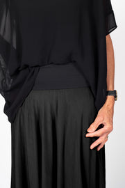 Model wearing Paris Skirt Black close up