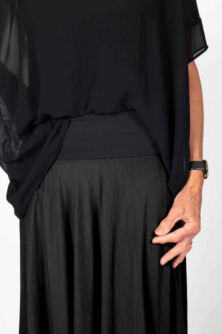 Model wearing Paris Skirt Black close up