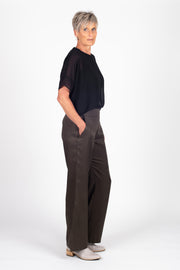 Tall model wearing Celine Pants Grey Check, side