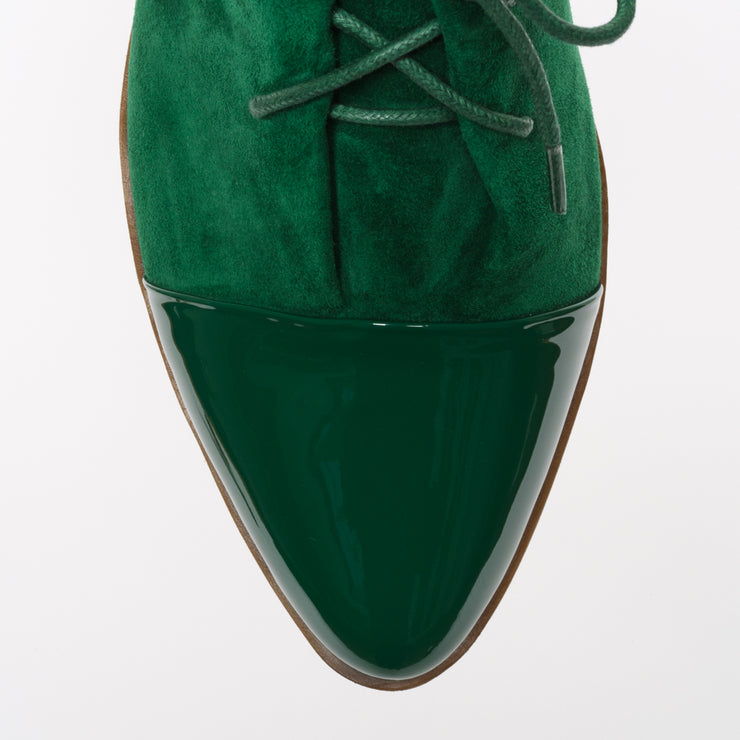 Django and Juliette Kingfish Dark Emerald Suede Ankle Boot toe. Size 42 women's boots